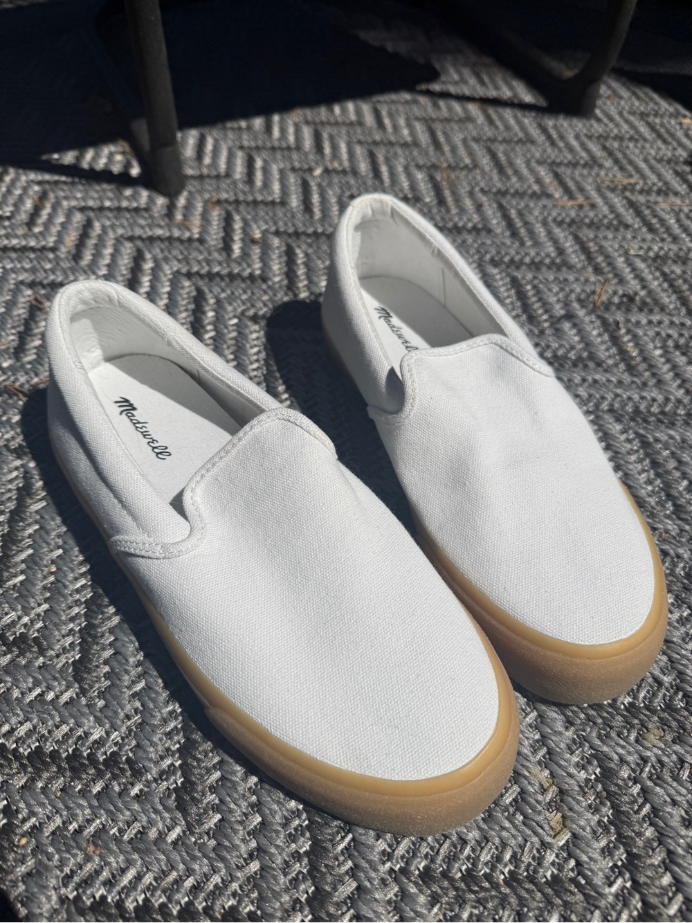 NEW Madewell White Slip-On Canvas Sneakers with Gum Sole 8